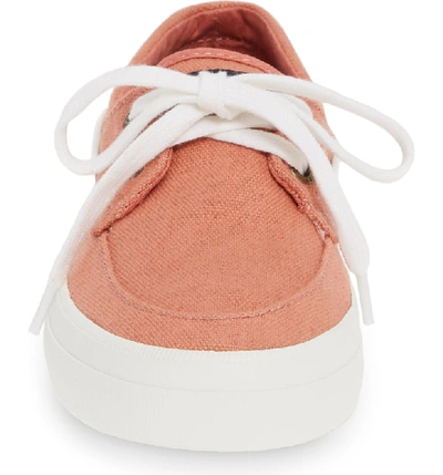 Shop Sperry Crest Boat Sneaker In Washed Red Fabric