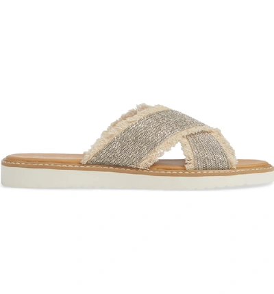 Shop Seychelles Jasmine Chain Embellished Slide Sandal In Silver Chain/ Natural Fabric