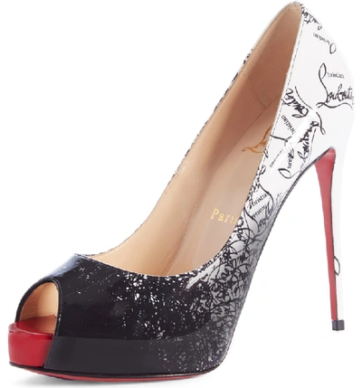 Shop Christian Louboutin New Very Prive Peep Toe Pump In Black/ Snow