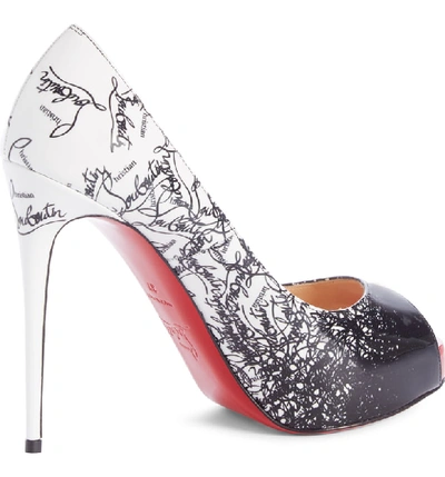 Shop Christian Louboutin New Very Prive Peep Toe Pump In Black/ Snow