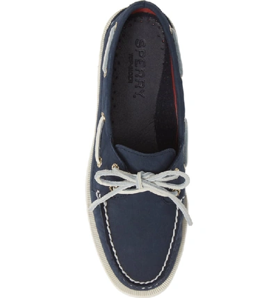 Shop Sperry 2-eyelet Boat Shoe In Navy Leather