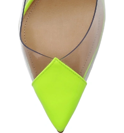 Shop Schutz Cendi Transparent Pump In Neon Yellow Patent Leather