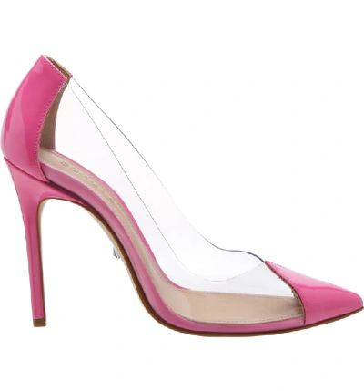 Shop Schutz Cendi Transparent Pump In Neon Pink Patent Leather