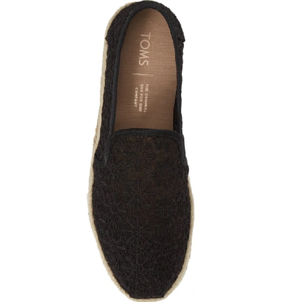 Shop Toms Deconstructed Alpargata Slip-on In Black Floral Lace Fabric