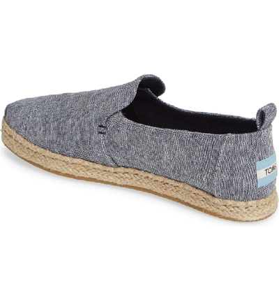 Shop Toms Deconstructed Alpargata Slip-on In Navy Chambray Fabric