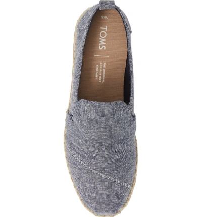 Shop Toms Deconstructed Alpargata Slip-on In Navy Chambray Fabric