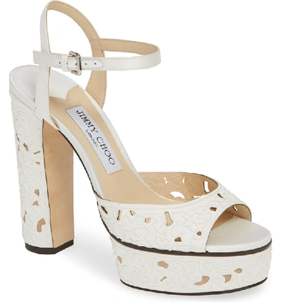 Shop Jimmy Choo Peachy Lace Sandal In White