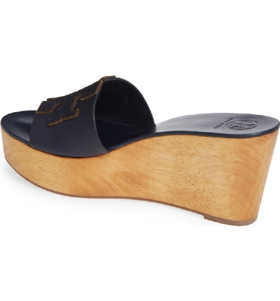 Shop Tory Burch Ines Wedge Slide Sandal In Perfect Navy / Gold