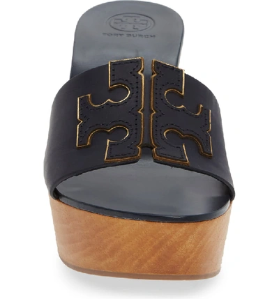 Shop Tory Burch Ines Wedge Slide Sandal In Perfect Navy / Gold