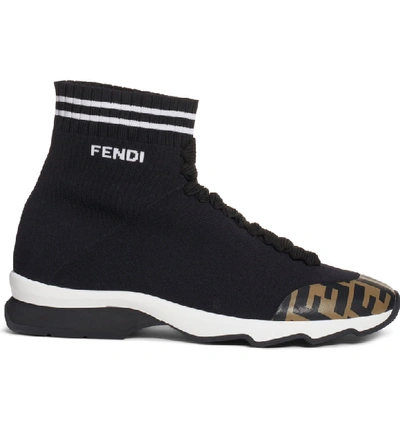 Shop Fendi Rockotop Zucca Sock Sneaker In Black
