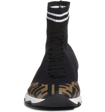 Shop Fendi Rockotop Zucca Sock Sneaker In Black