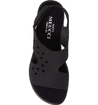 Shop Sesto Meucci Evita Cutout Slingback Sandal In Midnight Nubuck Leather