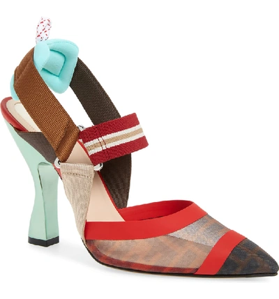 Shop Fendi Colibri Slingback Pump In Red/ Blue