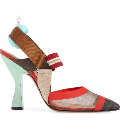 Shop Fendi Colibri Slingback Pump In Red/ Blue