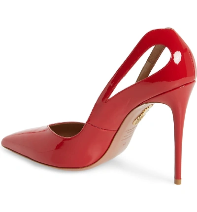 Shop Aquazzura Shiva Cutout Pointy Toe Pump In Lipstick Patent