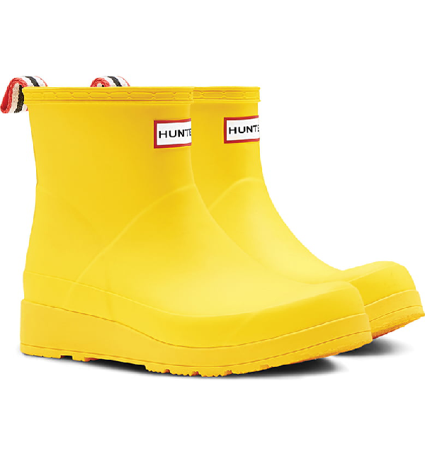 short yellow hunter rain boots