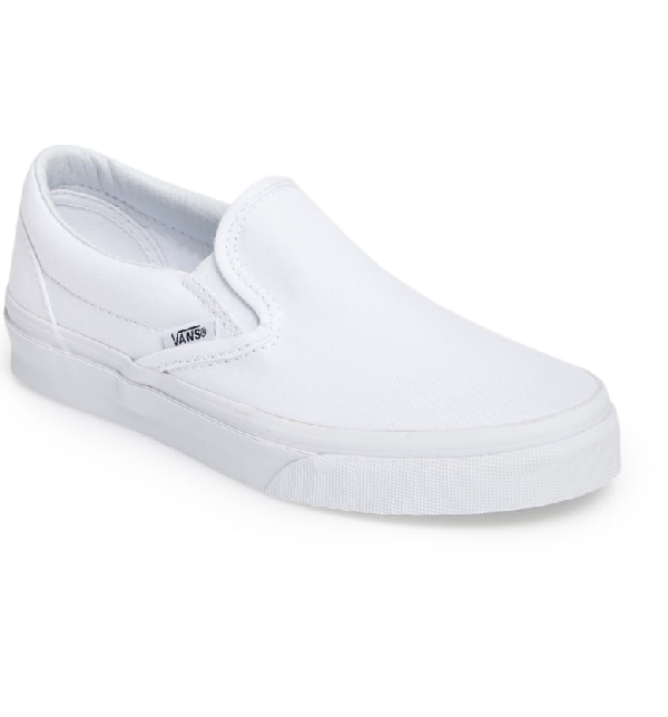 white faux leather slip on sneakers