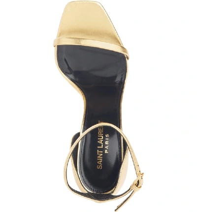 Shop Saint Laurent Opyum Ysl Ankle Strap Sandal In Gold Leather