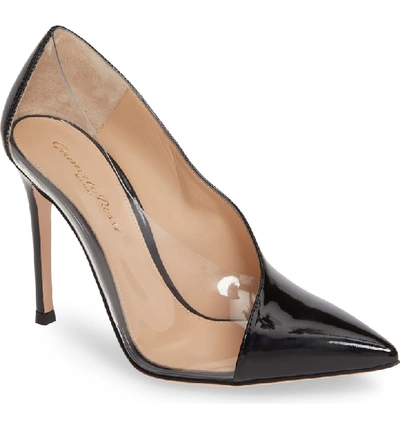 Shop Gianvito Rossi Clear Sided Pump In Black/ Pvc