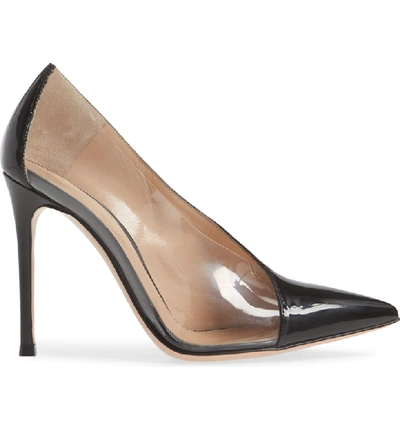 Shop Gianvito Rossi Clear Sided Pump In Black/ Pvc