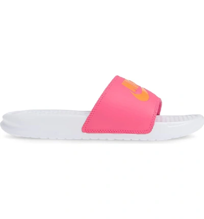 Nike Women's Benassi Jdi Swoosh Slide Sandals From Finish Line In White/laser  Orange-laser | ModeSens