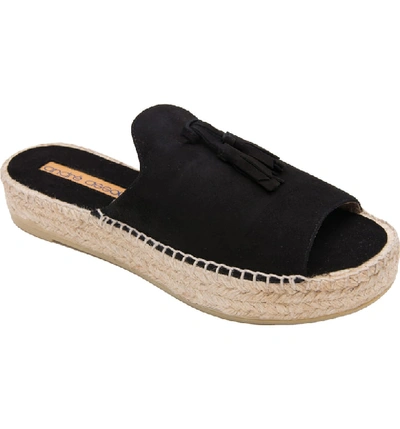 Shop Andre Assous Cameron Espadrille Slide Sandal In Black Suede