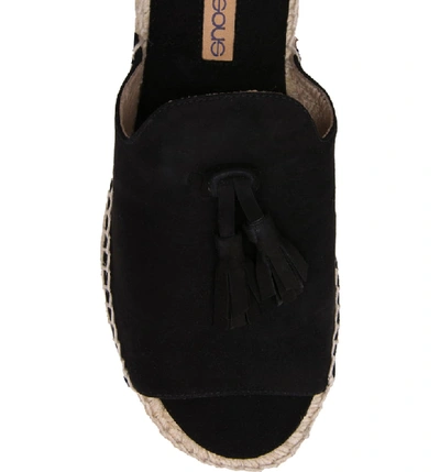 Shop Andre Assous Cameron Espadrille Slide Sandal In Black Suede