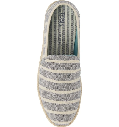 Shop Toms Deconstructed Alpargata Slip-on In Navy Cabana Stripe Fabric