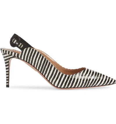 Shop Aquazzura Yale Stripe Slingback Pump In Black/ White