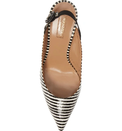 Shop Aquazzura Yale Stripe Slingback Pump In Black/ White