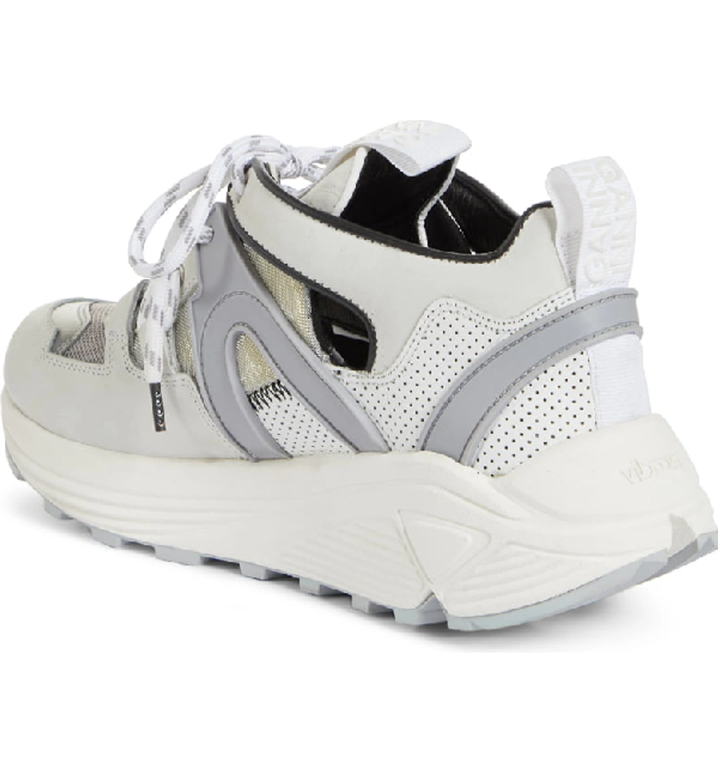 Ganni White Brooklyn 45 Suede And Mesh Sneakers ModeSens
