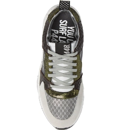 Shop P448 Alex Sneaker In Olive/ Silver Shine