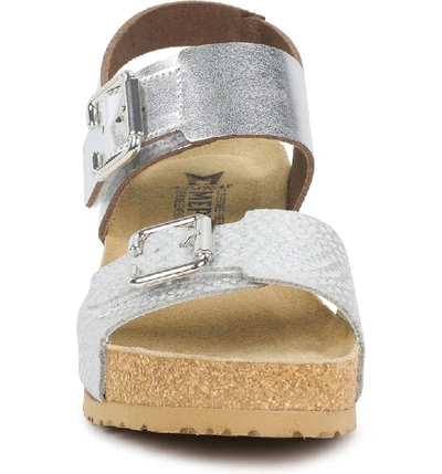 Shop Mephisto Lissandra Platform Wedge Sandal In Nickel Star/ White Leather