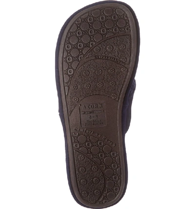 Shop Acorn Flora Spa Flip Flop In Navy Blue Flora Suede