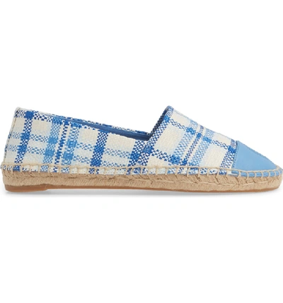 Shop Tory Burch Colorblock Espadrille Flat In Blue Check In Plaid/ Chambray
