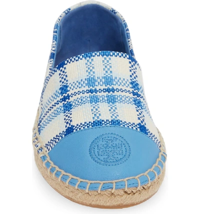 Shop Tory Burch Colorblock Espadrille Flat In Blue Check In Plaid/ Chambray