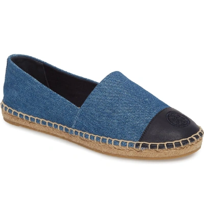 Shop Tory Burch Colorblock Espadrille Flat In Denim Chambray/ Navy