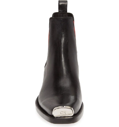Shop Calvin Klein 205w39nyc Claire Western Chelsea Boot In Black/ Red