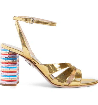 Shop Miu Miu Rainbow Heel Sandal In Gold