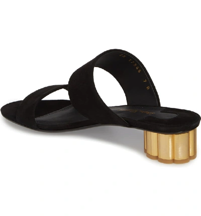 Shop Ferragamo Belluno Double Band Slide Sandal In Black Suede