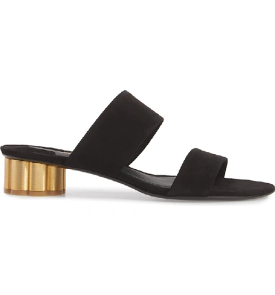 Shop Ferragamo Belluno Double Band Slide Sandal In Black Suede