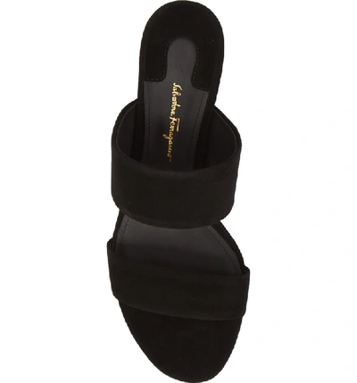 Shop Ferragamo Belluno Double Band Slide Sandal In Black Suede