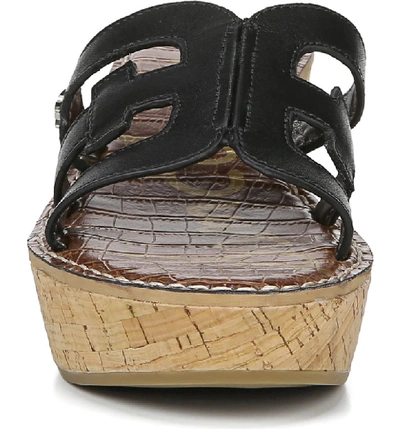 Shop Sam Edelman Regis Platform Wedge Slide Sandal In Black Leather