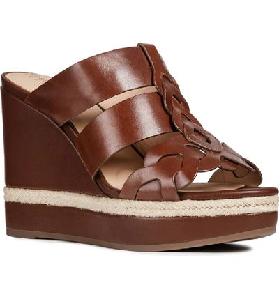 Geox Yulimar Wedge Sandal In Brown Leather | ModeSens