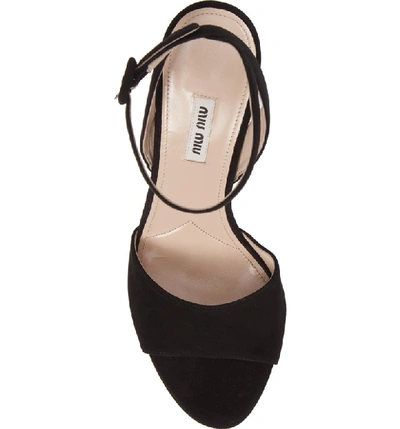 Shop Miu Miu Glitter Platform Sandal In Black Suede
