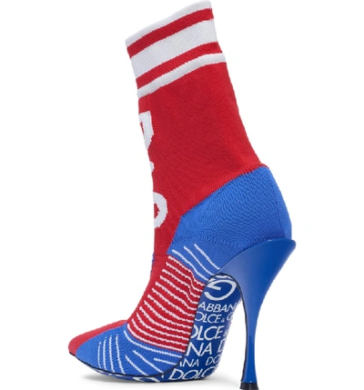 Shop Dolce & Gabbana Sporty Sock Bootie In Red/ White/ Blue