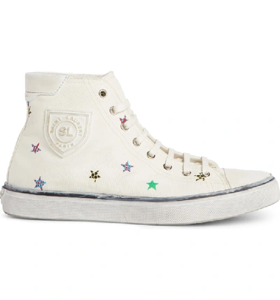 Shop Saint Laurent Bedford Star Mid Top Sneaker In Cream/ Star