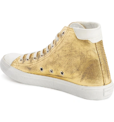 Shop Saint Laurent Bedford Mid Top Sneaker In Gold/ White