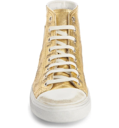 Shop Saint Laurent Bedford Mid Top Sneaker In Gold/ White