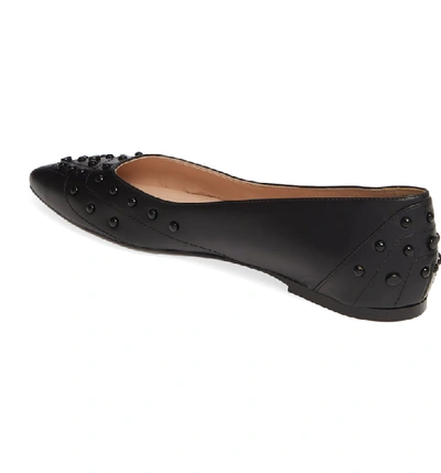 Shop Tod's Gommini Studded Ballet Flat In Black Leather